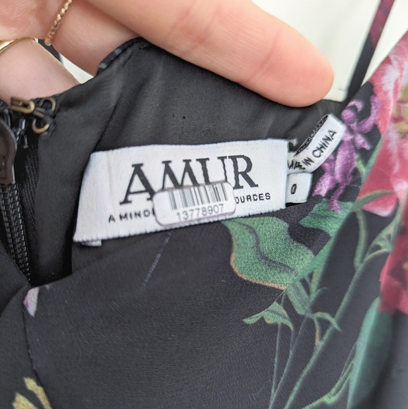 AMUR Pasqualena Midi Dress in black floral print, Size 0-4 - Picture 9 of 11